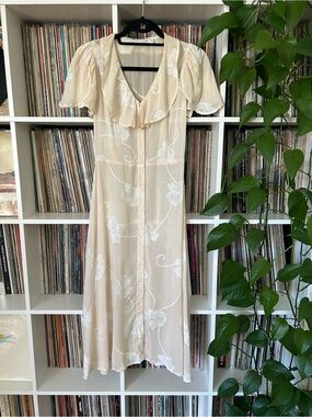 Christy Dawn Cream Sheer Floral Blouse